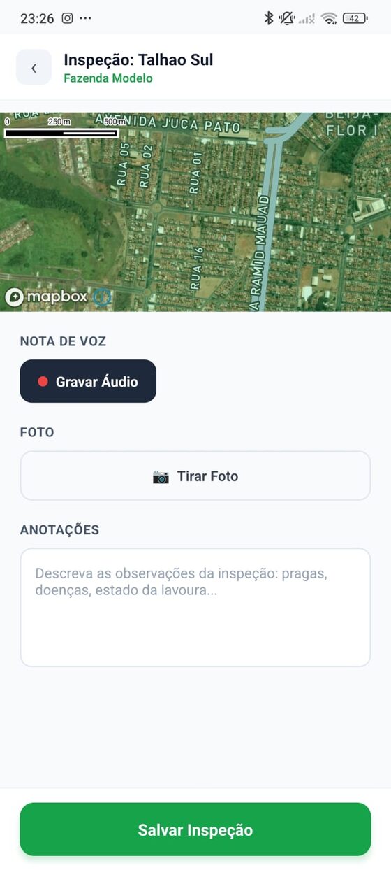 App Campo — inspeção no talhão